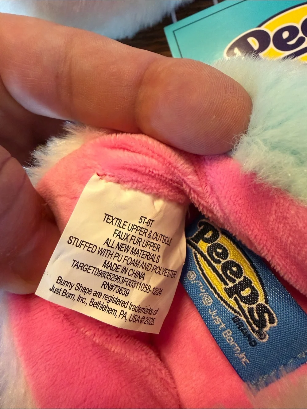 PeepsPlush Pastel Bunny Kids Slippers - Pink, Blue, Cream